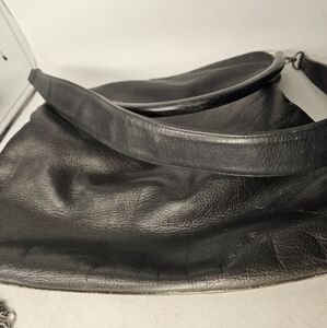 Vintage leather navy/black satchel by Carla‎ Mancini